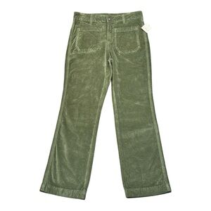Free People Pants Womens Size 8 High Time Velvet Kick Flare Army Green